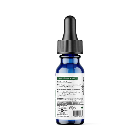 Bottle with dropper labeled 'Do not use on dogs' on a white background