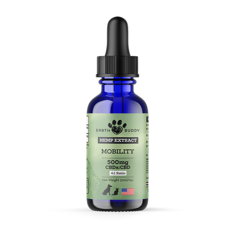 A bottle of Mobility CBDa tincture from Earth Buddy.