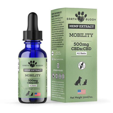 A bottle of Mobility CBDa tincture from Earth Buddy.