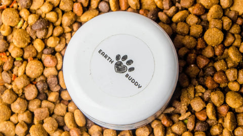Pile of dry dog food kibble for a guide to fillers in dog food and how to spot them on the ingredient label.