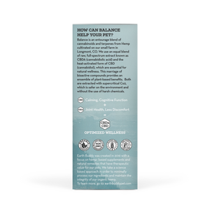 Earth Buddy Balance CBD Oil for dogs and cats is a blend of 50/50 CBD, CBDa. Balance CBD, CBDa tincture in its box.
