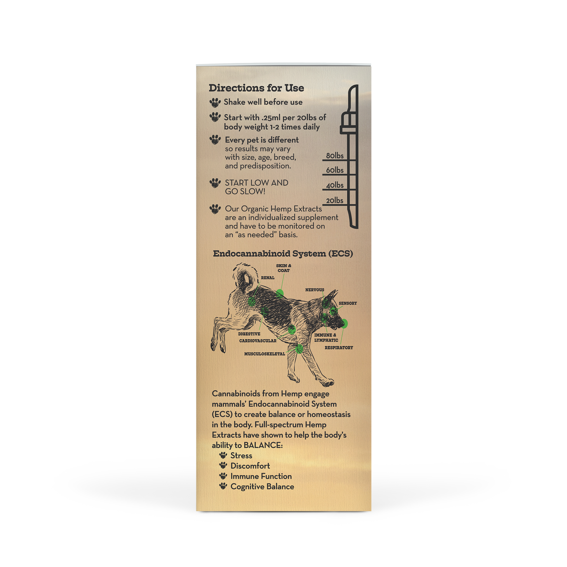 The outer packaging of Earth Buddy Cellular Support Hemp Extract blend of CBD and CBG oil for dogs and cats.
