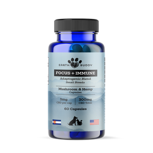 A bottle of Focus and Immunity supplements from Earth Buddy.