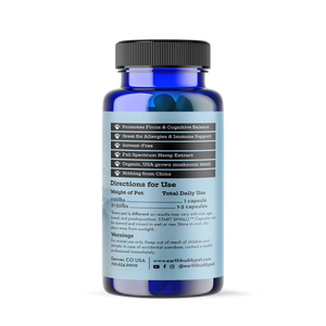 A bottle of Focus and Immunity supplements from Earth Buddy.