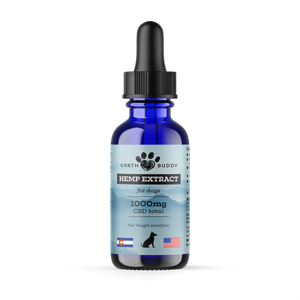 A bottle of Earth Buddy's 1000mg CBD Oil for Dogs and Cats.