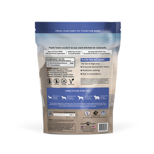 A bag of blueberry hemp hearts from Earth Buddy.