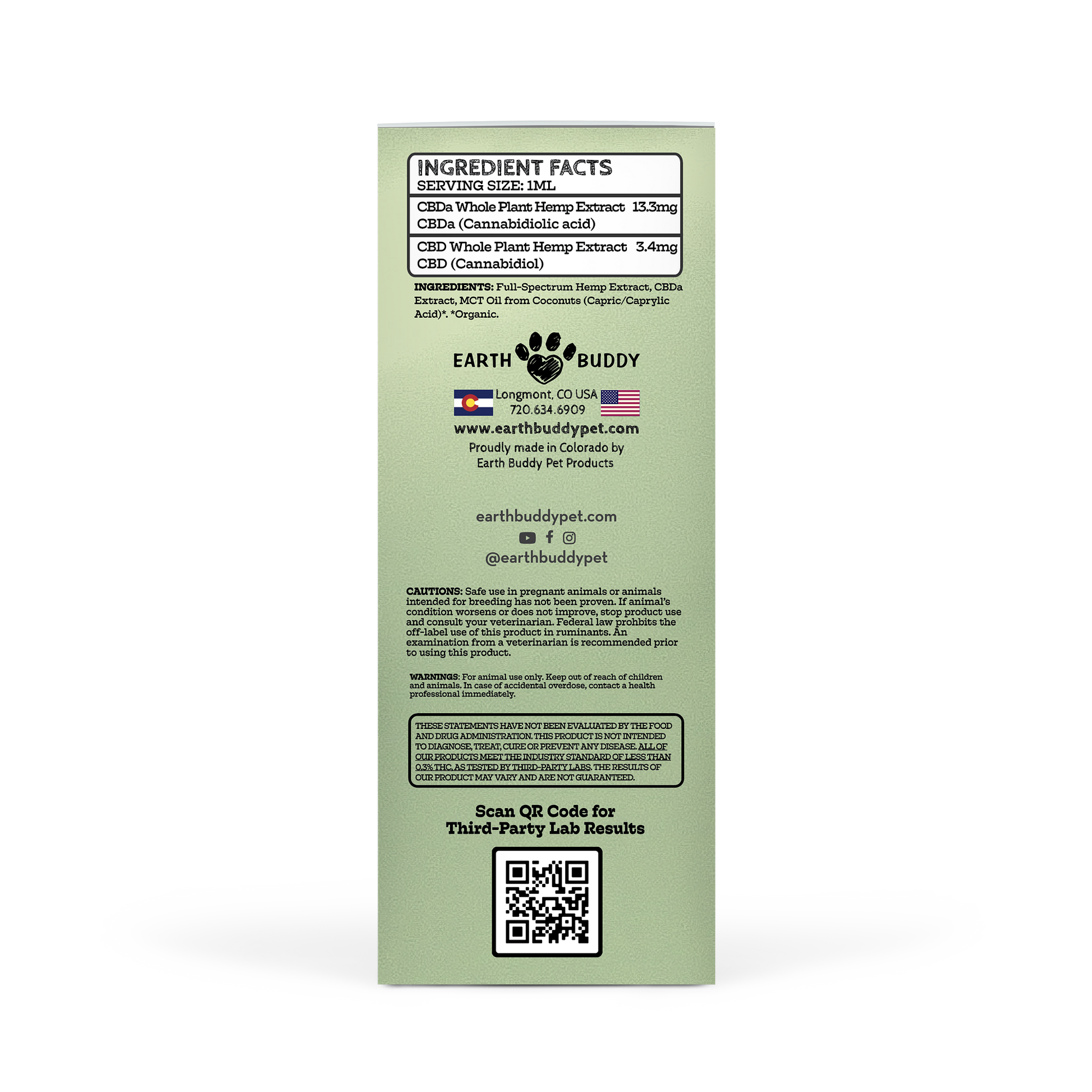 A bottle of Mobility CBDa tincture from Earth Buddy.