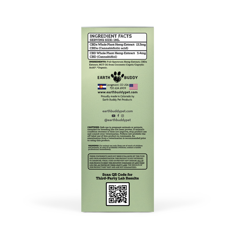A bottle of Mobility CBDa tincture from Earth Buddy.