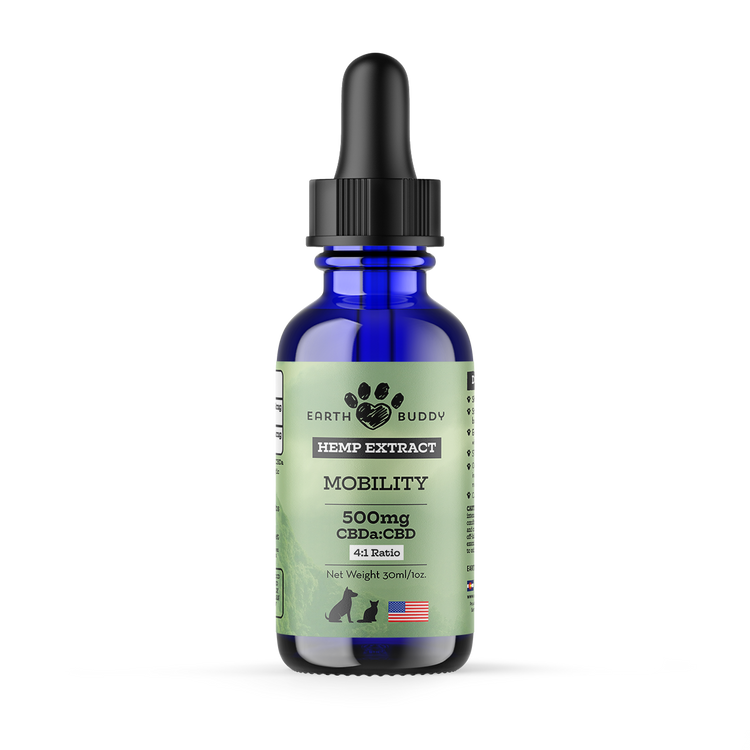 A bottle of Mobility CBDa tincture from Earth Buddy.