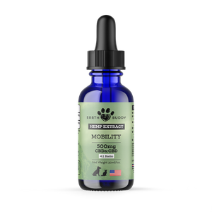 A bottle of Mobility CBDa tincture from Earth Buddy.