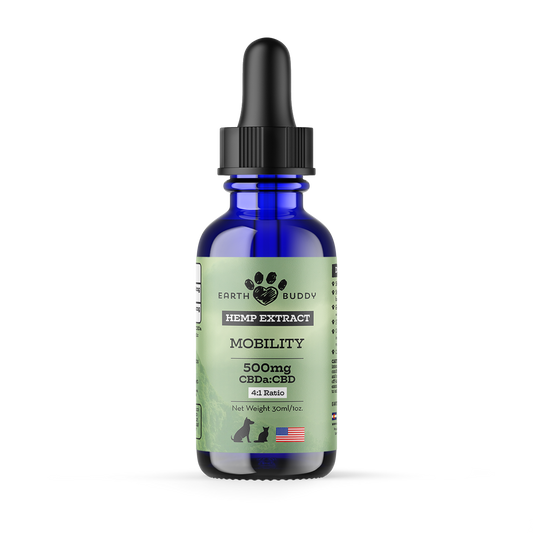 A bottle of Mobility CBDa tincture from Earth Buddy.