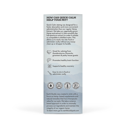A bottle of Quick Calm from Earth Buddy.