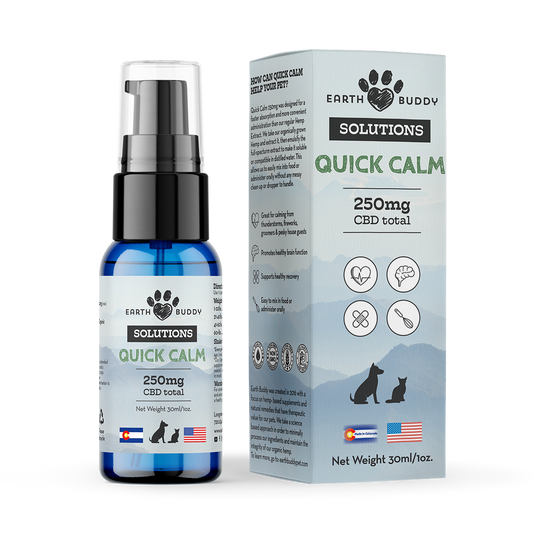 A bottle of Quick Calm from Earth Buddy.