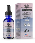 Outer packaging of Earth Buddy's Sleep Support 300MG product that is a CBN oil for sleep for dogs and cats.