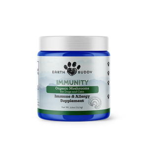 An allergy & immunity supplement for dogs powder made from functional mushrooms from Earth Buddy.
