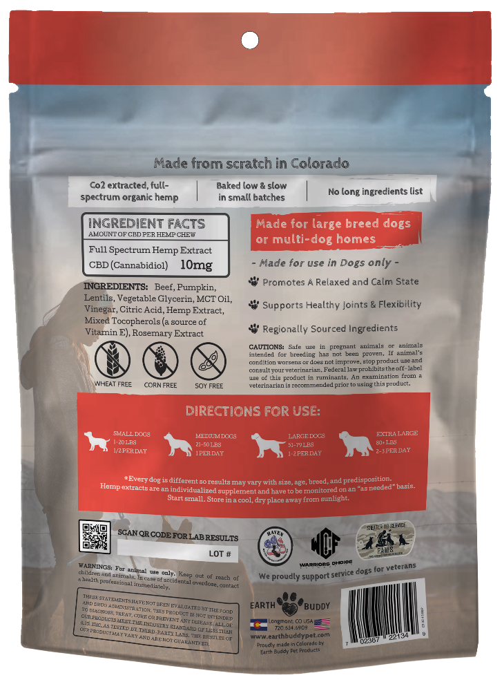 calming cbd soft chews for dogs rear bag