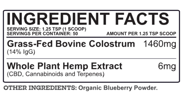 label for Colostrum for Dogs
