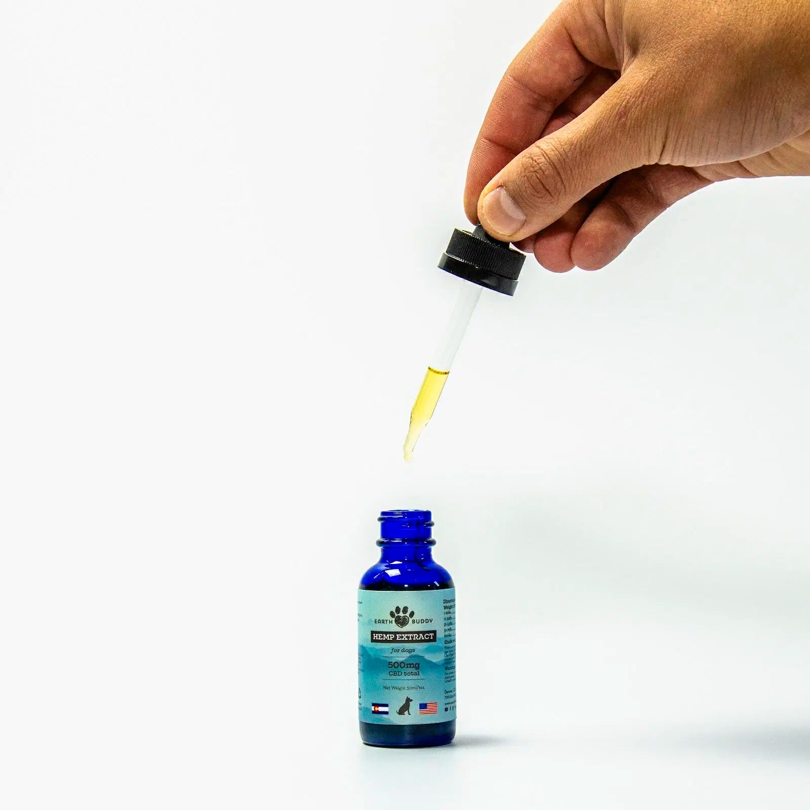 A bottle of hemp extract from Earth Buddy.