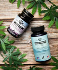 Two bottles from Earth Buddy’s Senior Support Supplement Pack for Large Breed Dogs.
